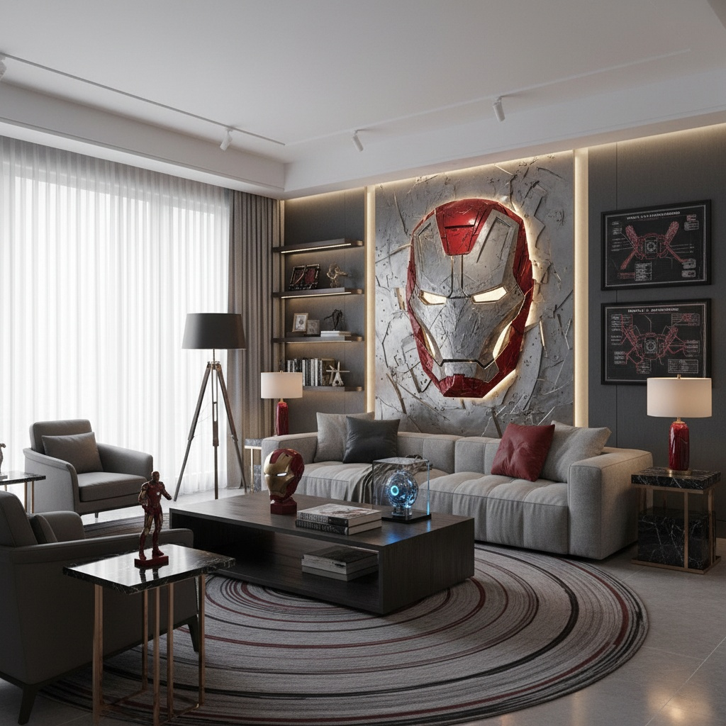 Hyper-Realistic Superhero-Inspired Modern Living Room