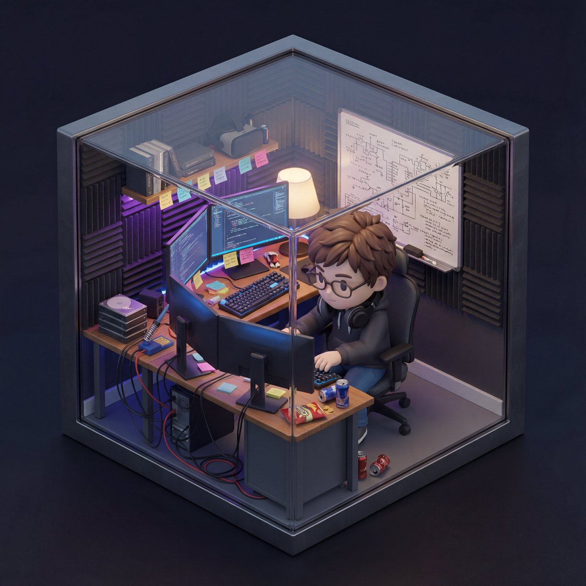 Isometric Chibi Cube Room