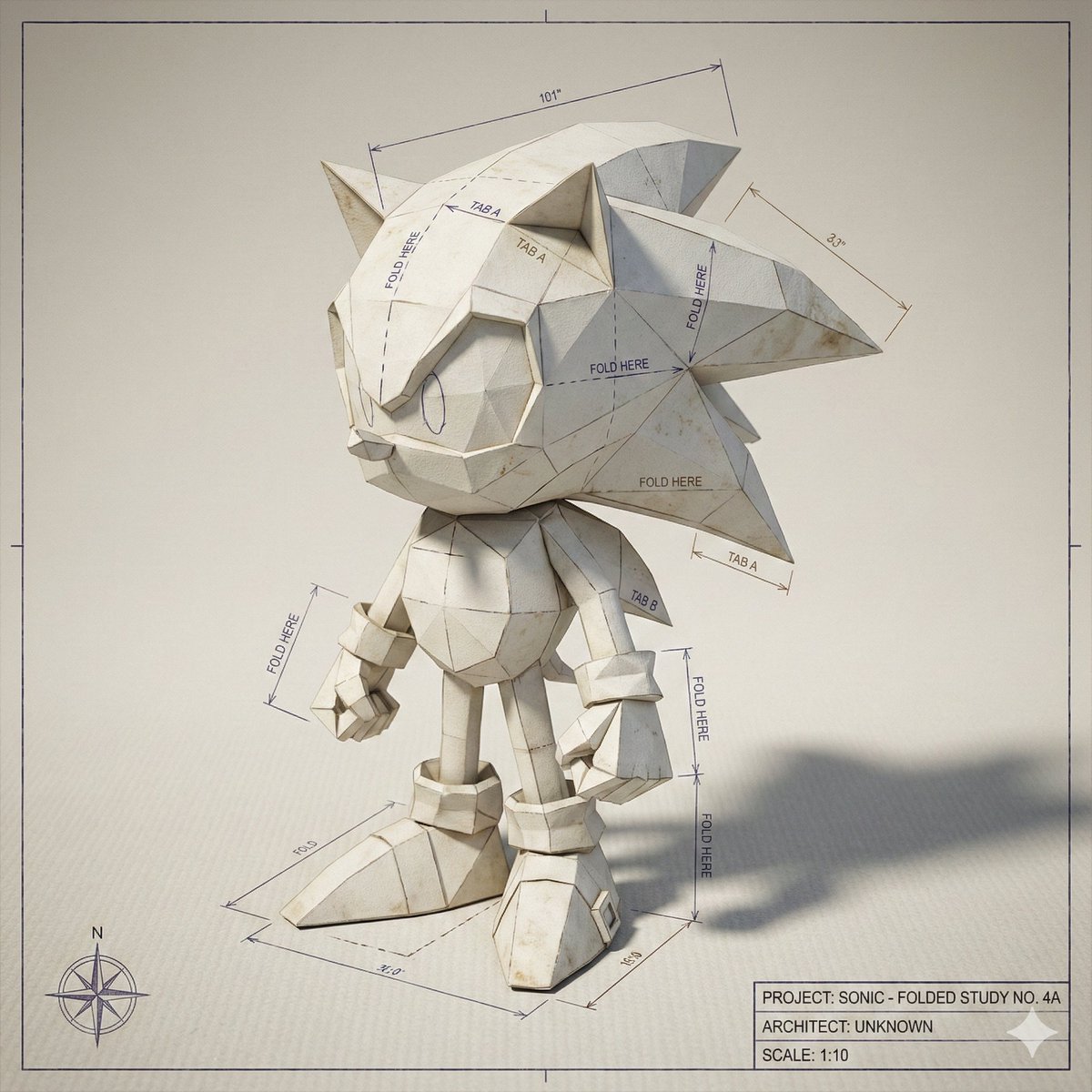 Blueprint Character in Folded Paper - 2