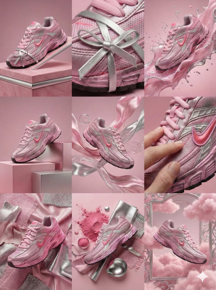 Pink Nike Sneaker & Silver Bow Grid - 4