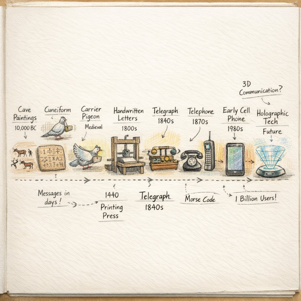 Evolution of Communication Tools Sketch - 2