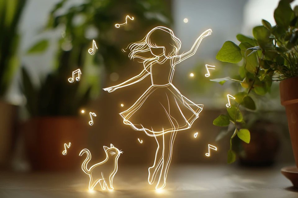 Minimalist Glowing Child's Drawing - 3