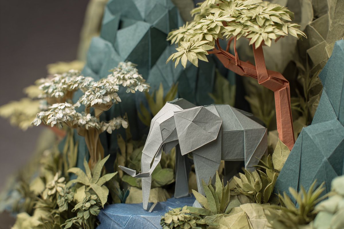 Origami Wildlife Diorama - 3