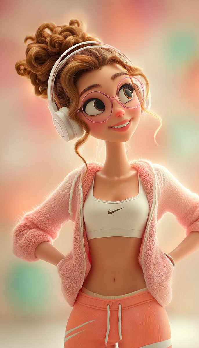 Stylized 3D Girl with Headphones - 2